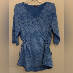 MERRELL Active Blue Chevron V-Neck Tunic Top